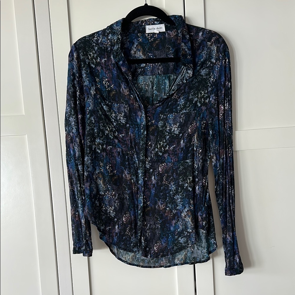 Bella Dahl Black Long Sleeve Notched Collar Blouse